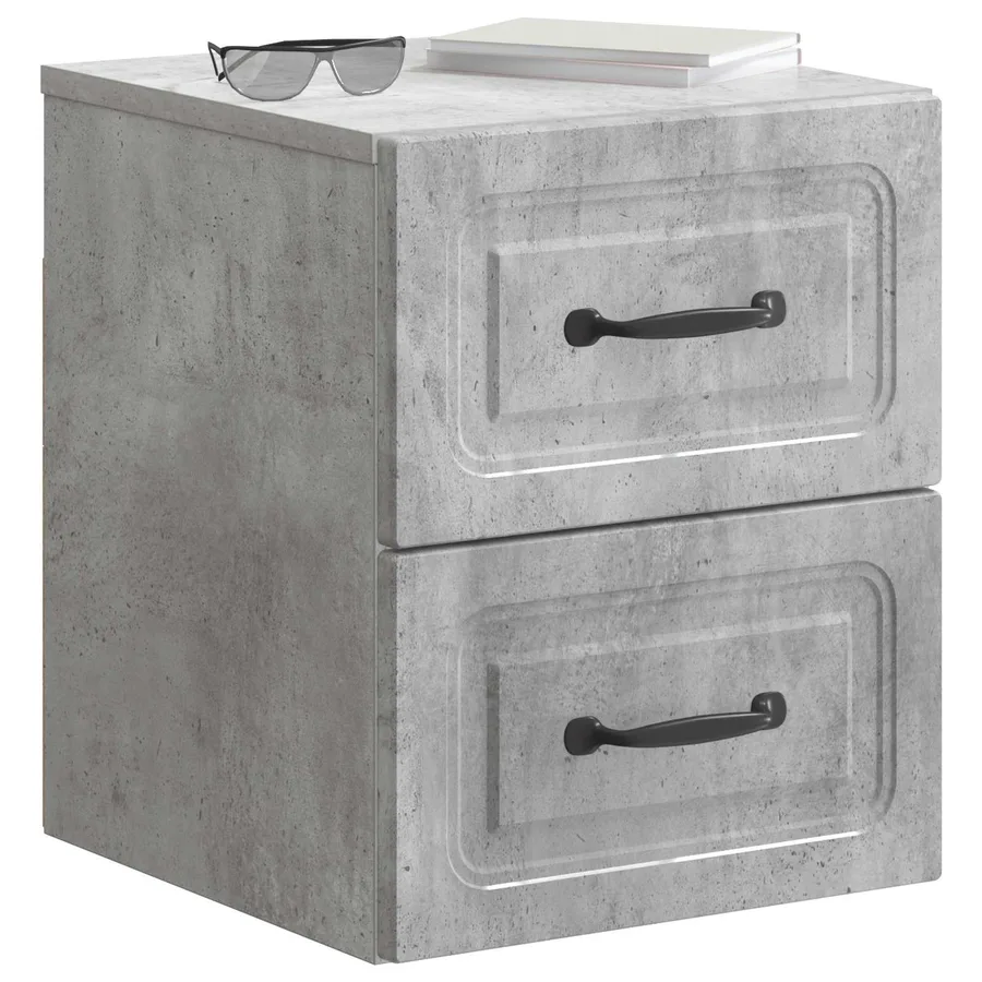 Cabinet de chevet mural Gris béton 34,5 x 33 x 40 cm - 3