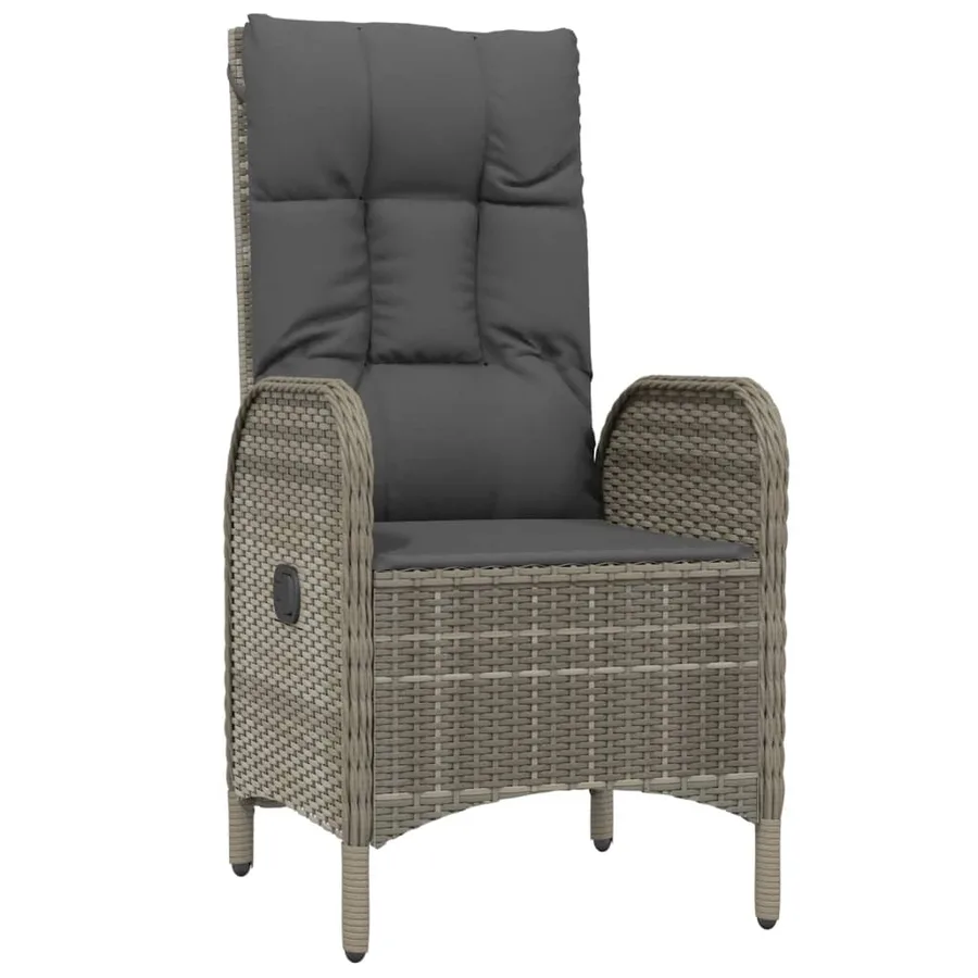 Ensemble à manger de jardin 5 pcs coussins gris résine tressée - 7