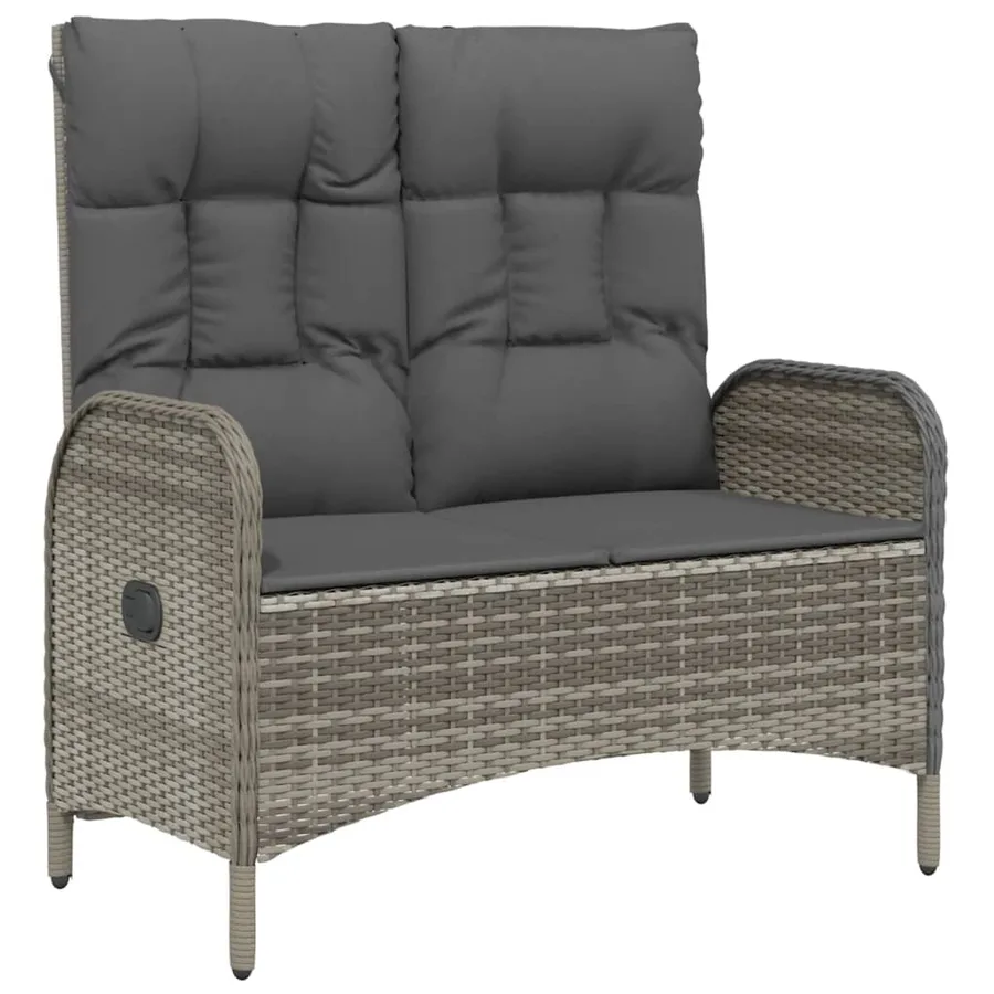 Ensemble à manger de jardin 5 pcs coussins gris résine tressée - 8