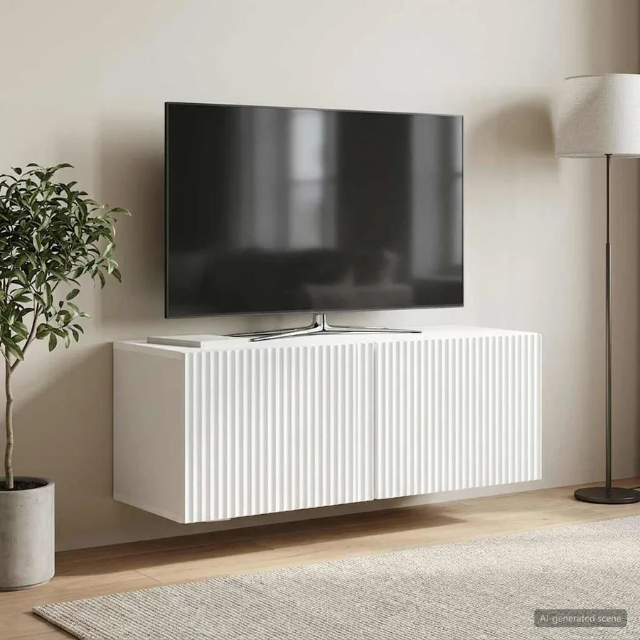 Meuble TV mural Blanc 78,5 x 31 x 30 cm Bois d'ingénierie - 4