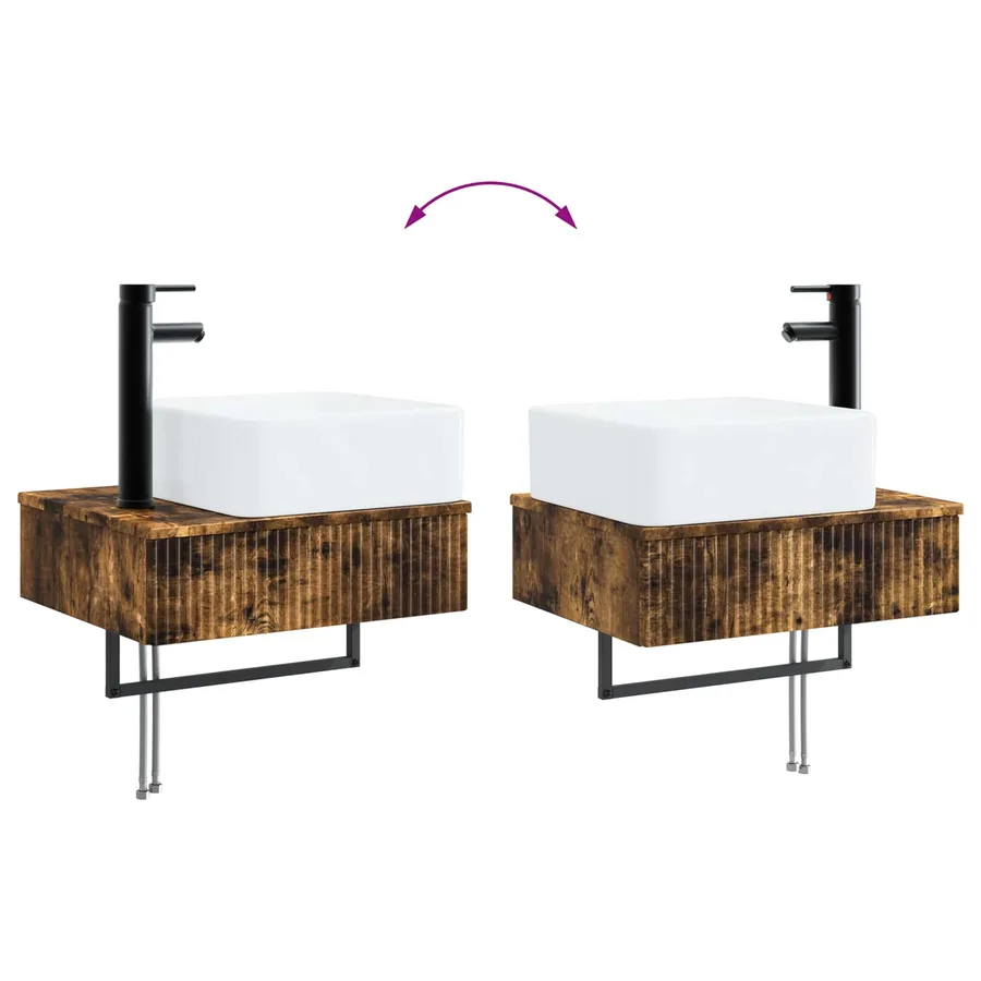 Ensemble d'armoire de salle de bain 4 pcs Chêne fumé - 13