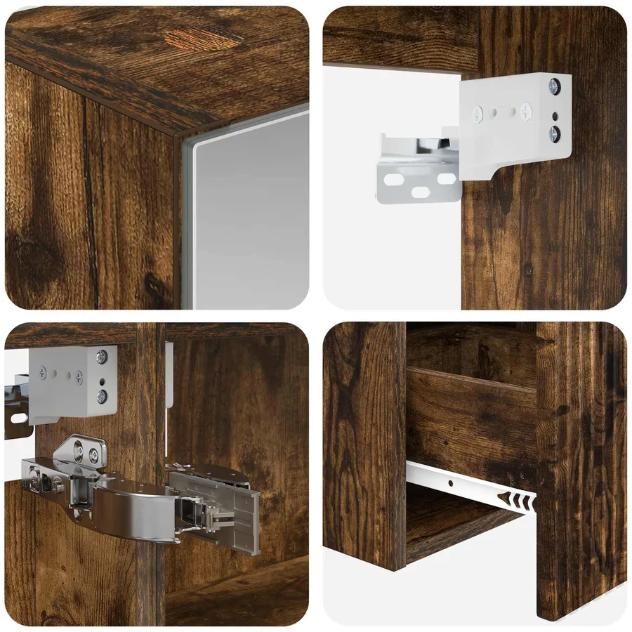 Ensemble d'armoire de salle de bain 4 pcs Chêne fumé - 9