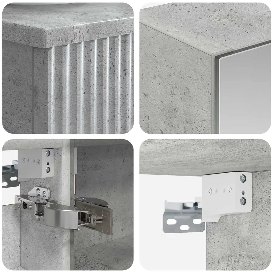 Ensemble de mobilier de salle de bain 5 pcs Gris béton - 10