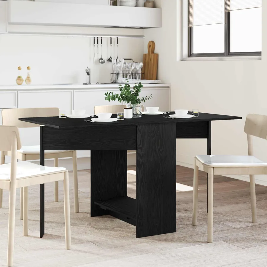 Table à dîner 138 x 70 x 73,5 cm Bois d'ingénierie Chêne noir