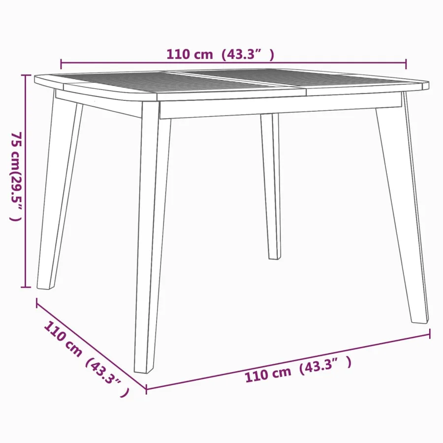 Table de jardin 110x110x75 cm Bois d'acacia solide - 8