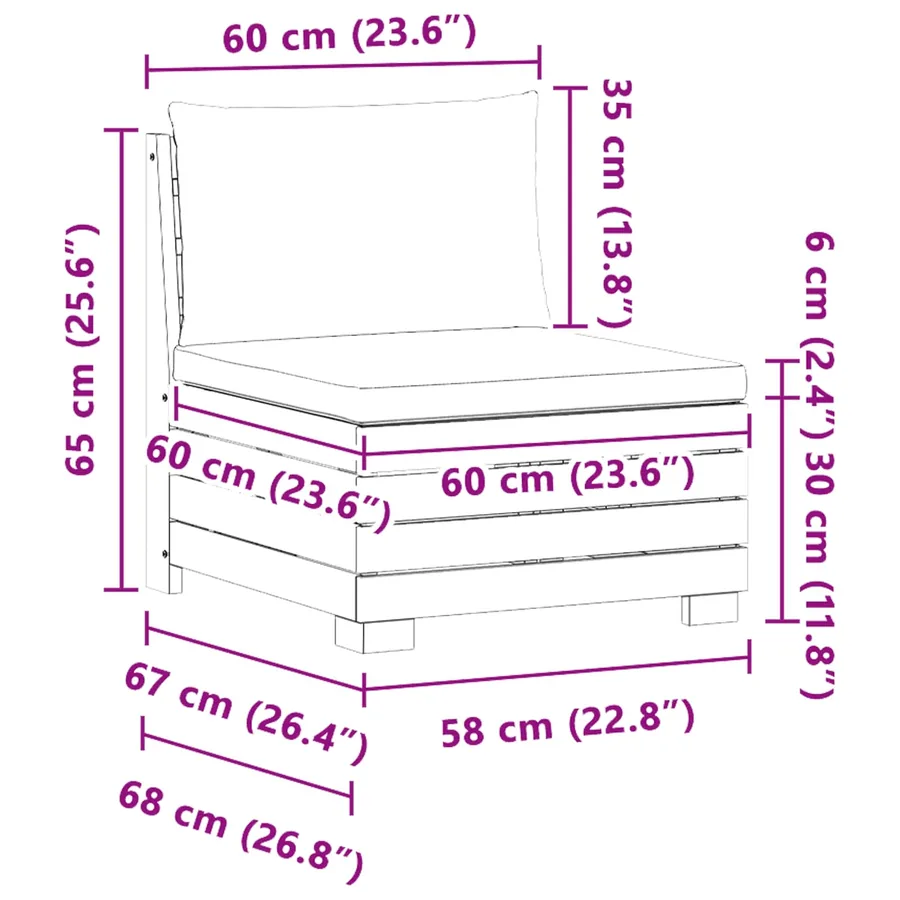 Sofa de jardin milieu Bois d'Acacia Massif Marron - 7