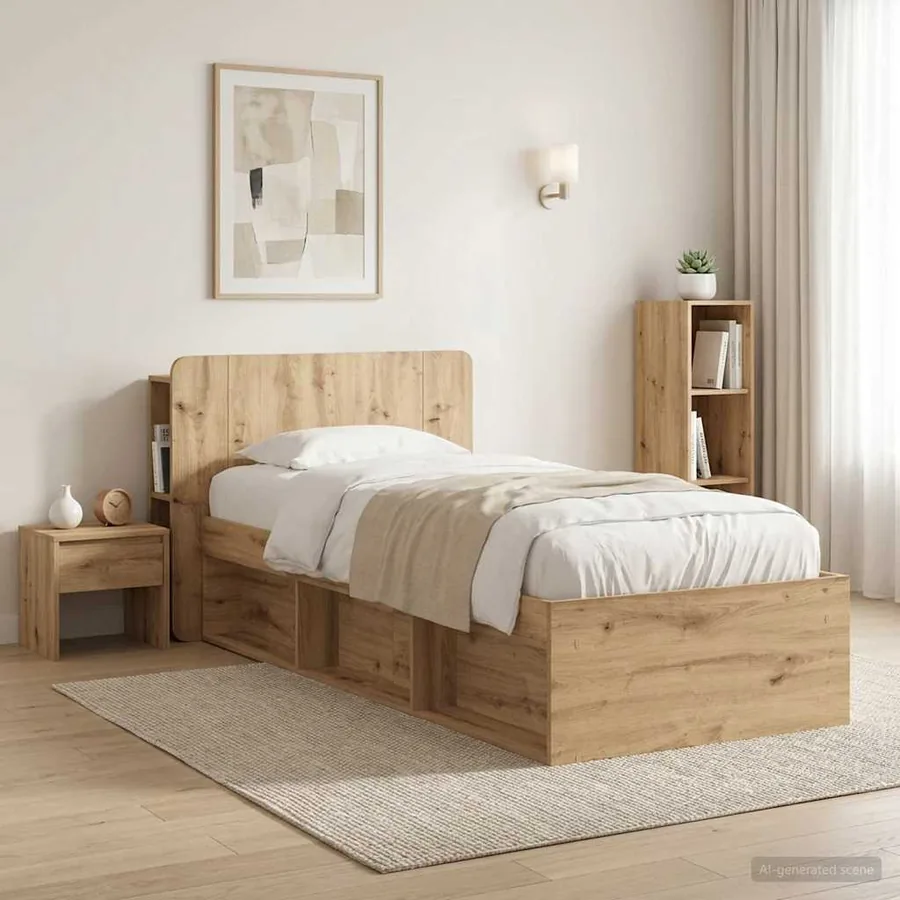 Cabinet de Tête de Lit Chêne artisanal 100 cm Bois d'ingénierie - 4