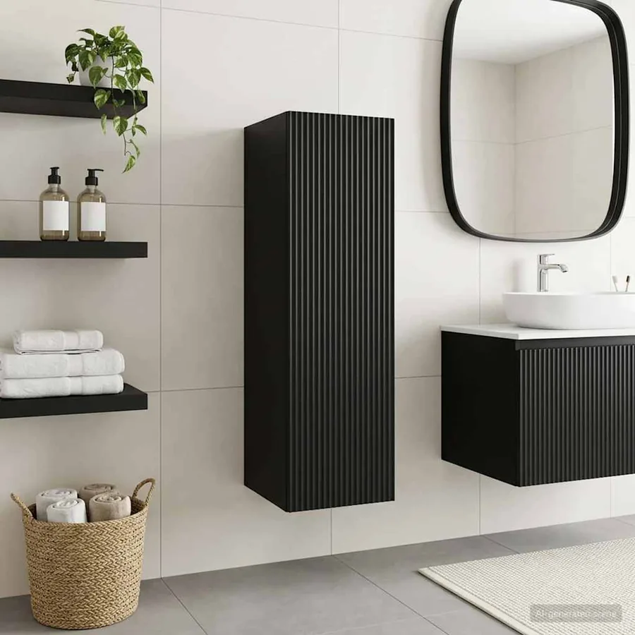Cabinet de Salle de Bain Mural Noir 33 x 34,5 x 100 cm