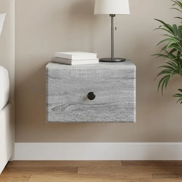 Cabinet de chevet mural Sonoma gris 34,5 x 33 x 20 cm