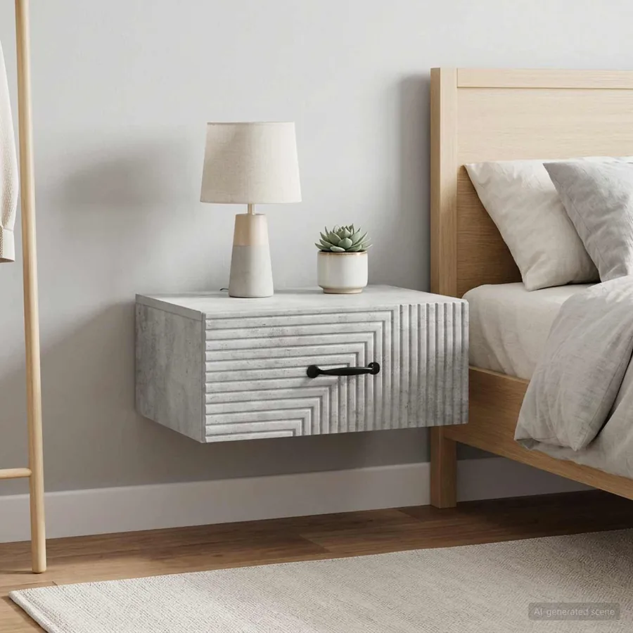 Cabinet de chevet mural 2 pcs Gris béton 49 x 34,5 x 20 cm