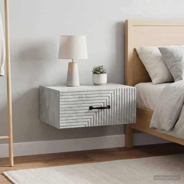 Cabinet de chevet mural 2 pcs Gris béton 49 x 34,5 x 20 cm