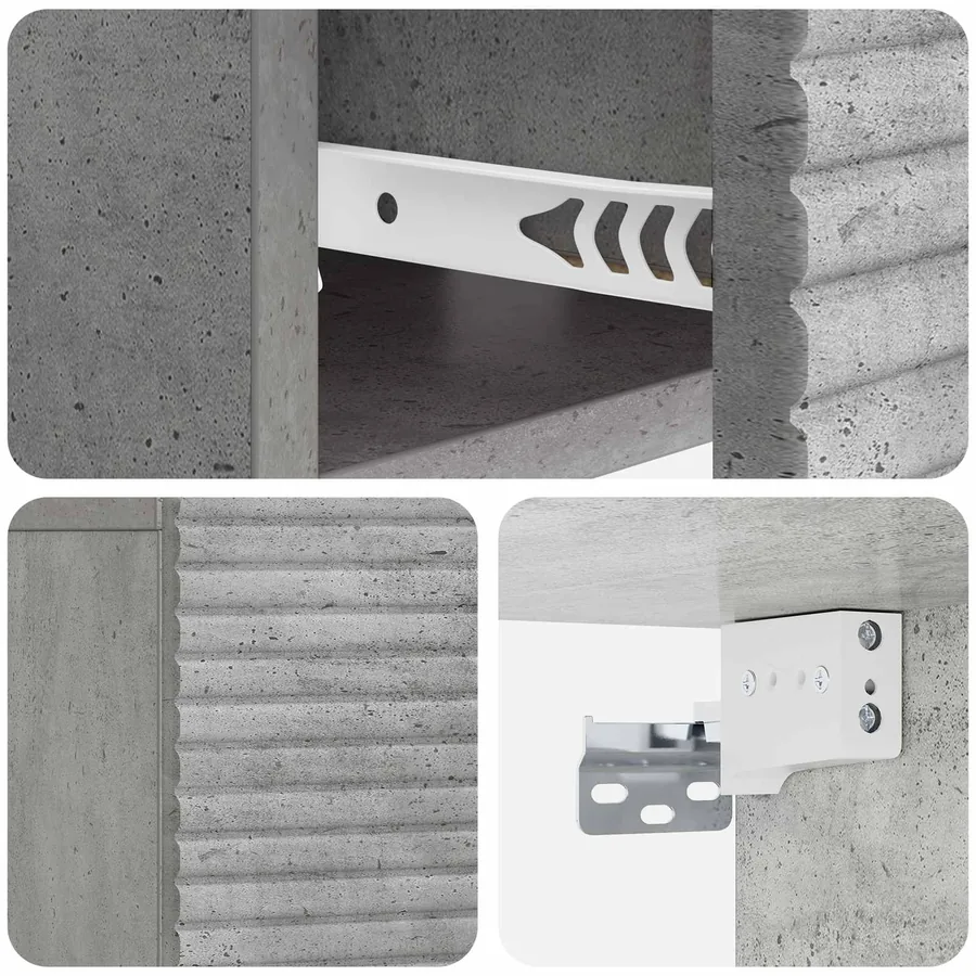 Cabinet de chevet mural 2 pcs Gris béton 49 x 34,5 x 20 cm - 10