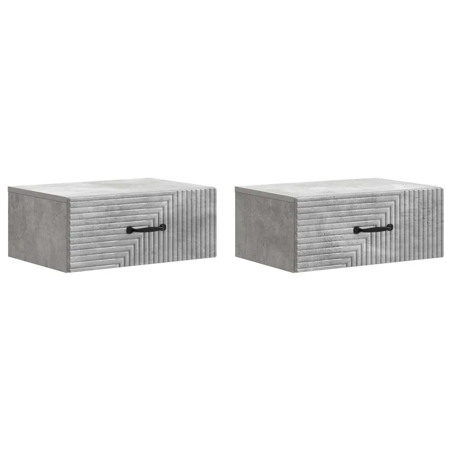 Cabinet de chevet mural 2 pcs Gris béton 49 x 34,5 x 20 cm - 2