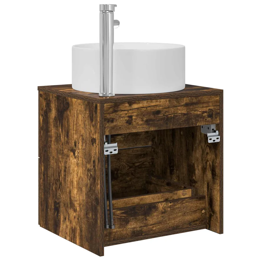 Vanité de lavabo mural Chêne fumé 49,5 x 44,5 x 65,5 cm - 5