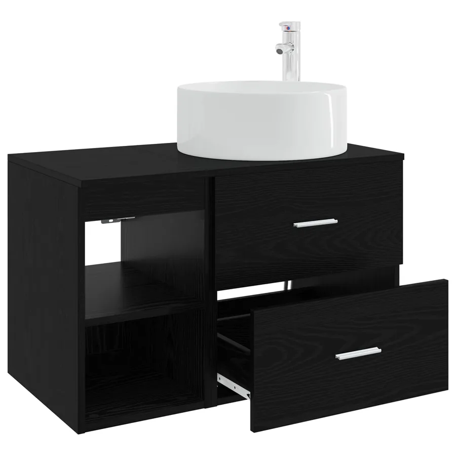 Ensemble de mobilier de salle de bain 2 pcs Chêne noir - 4