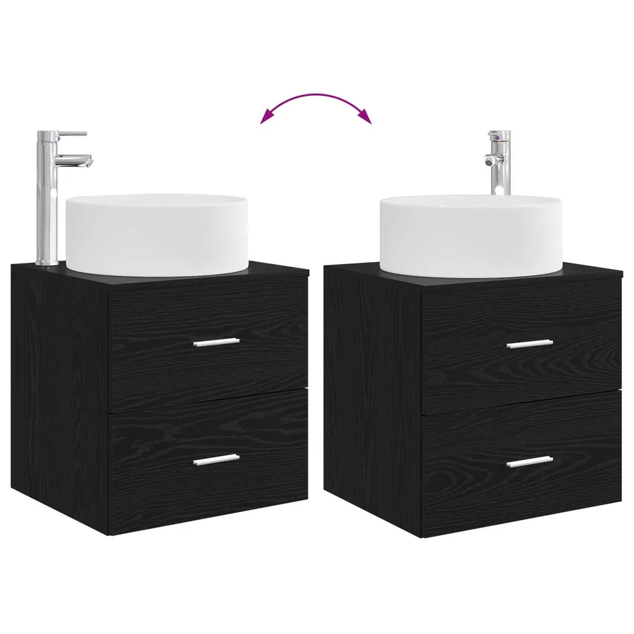 Ensemble de mobilier de salle de bain 2 pcs Chêne noir - 9