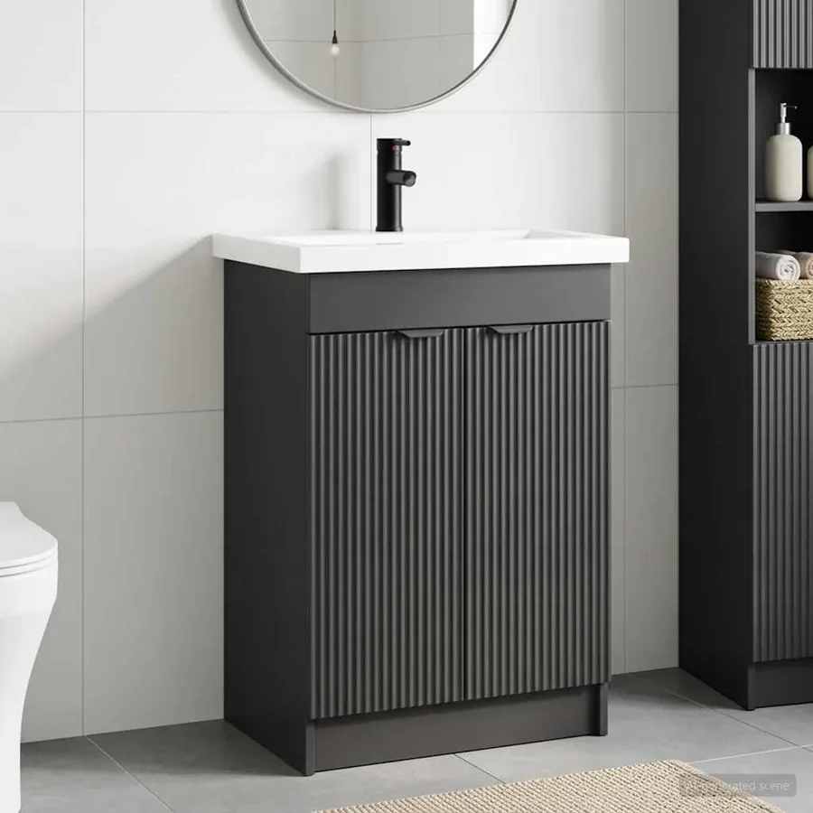 Ensemble de mobilier de salle de bain Noir 56 x 37,5 x 81 cm
