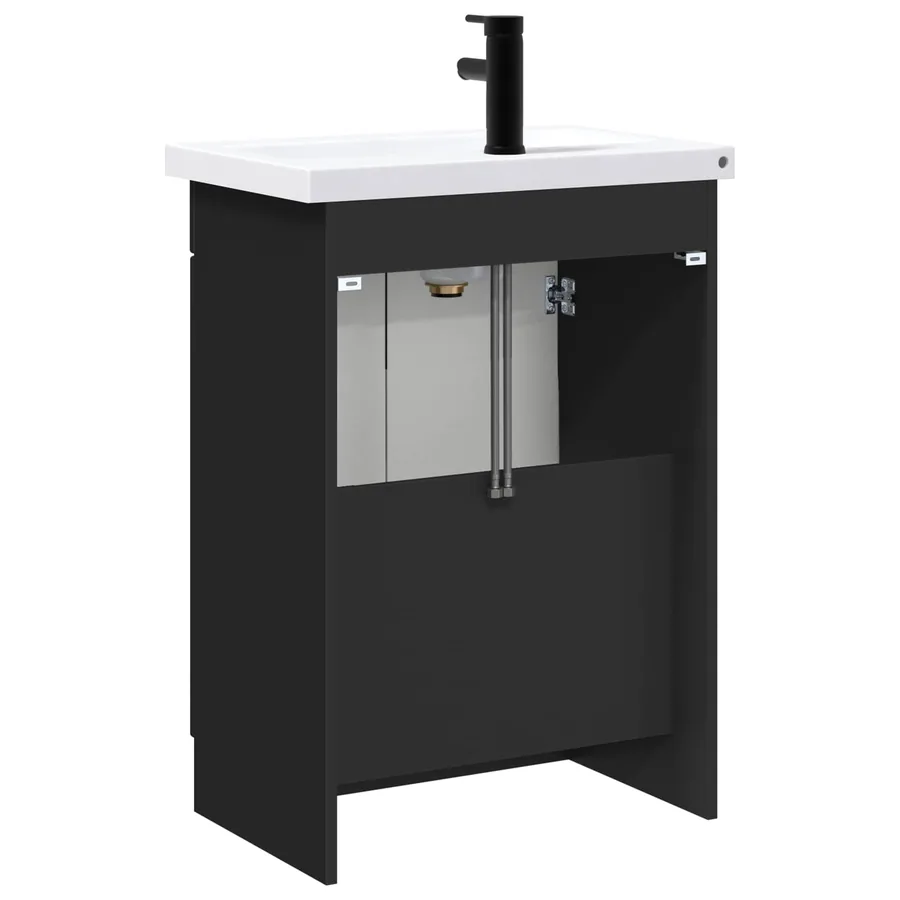 Ensemble de mobilier de salle de bain Noir 56 x 37,5 x 81 cm - 7