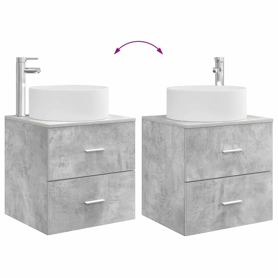 Ensemble de mobilier de salle de bain 5 pcs Gris béton - 13