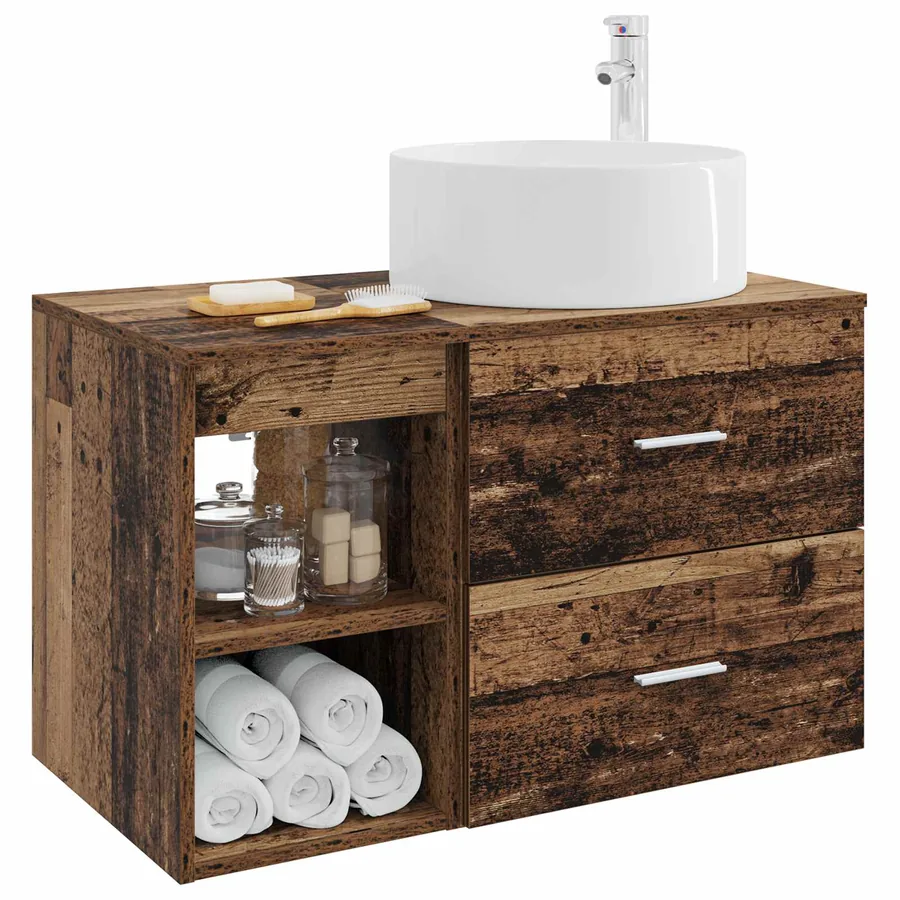 Ensemble de mobilier de salle de bain 2 pcs Bois ancien - 3