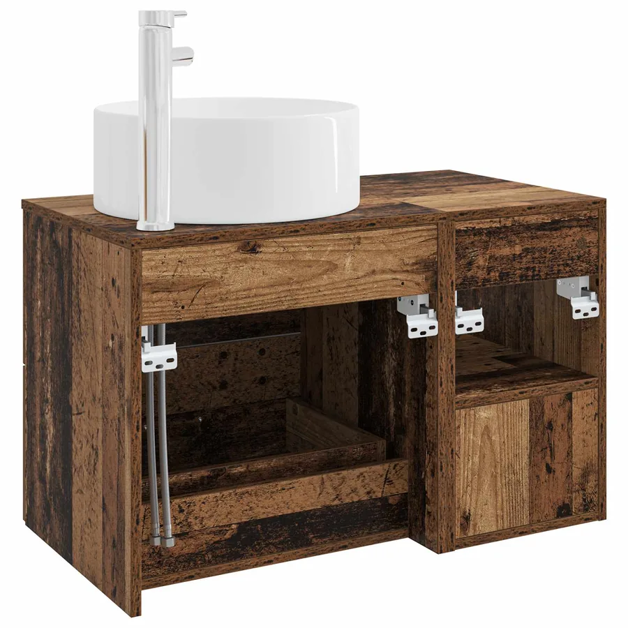 Ensemble de mobilier de salle de bain 2 pcs Bois ancien - 6