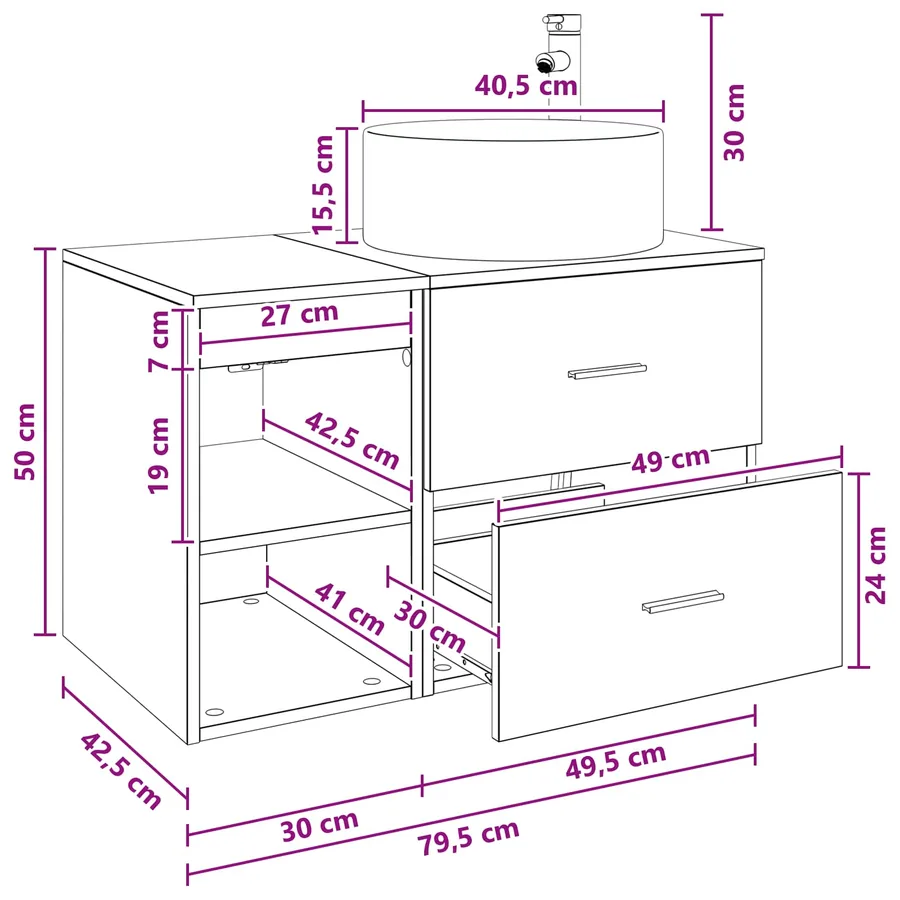 Ensemble de mobilier de salle de bain 2 pcs Bois ancien - 8