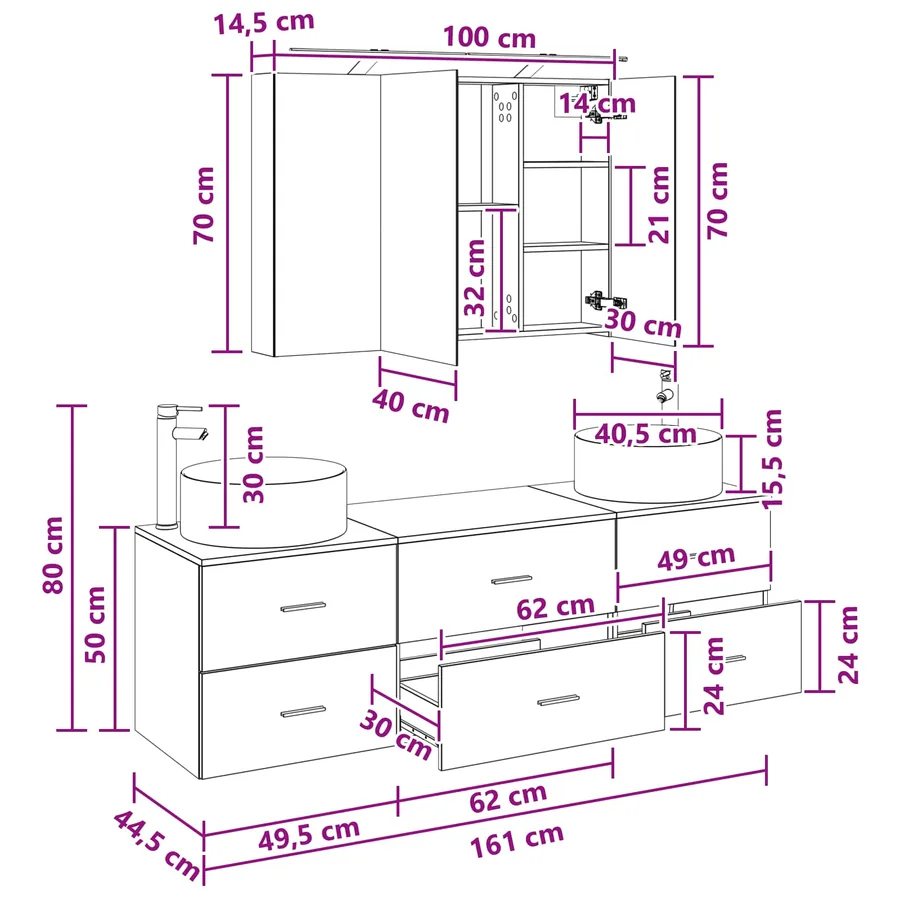 Ensemble de mobilier de salle de bain 4 pc Chêne artisanal - 15
