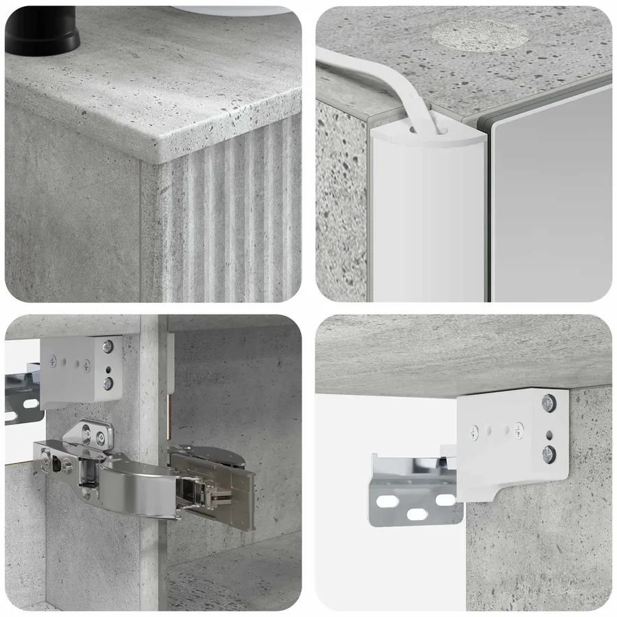Ensemble de mobilier de salle de bain 6 pcs Gris béton - 10