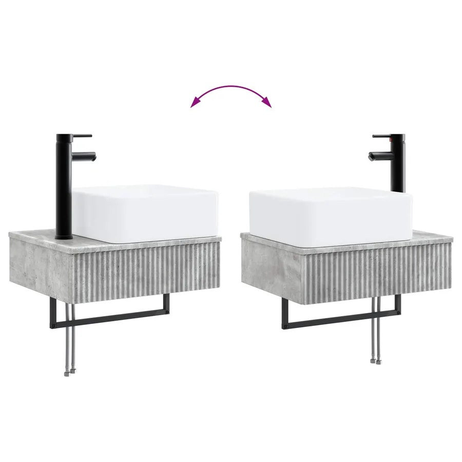 Ensemble de mobilier de salle de bain 6 pcs Gris béton - 13