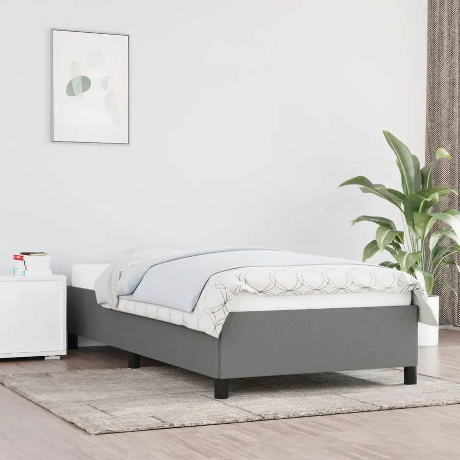 Cadre de lit sans matelas gris foncé 90x200 cm tissu