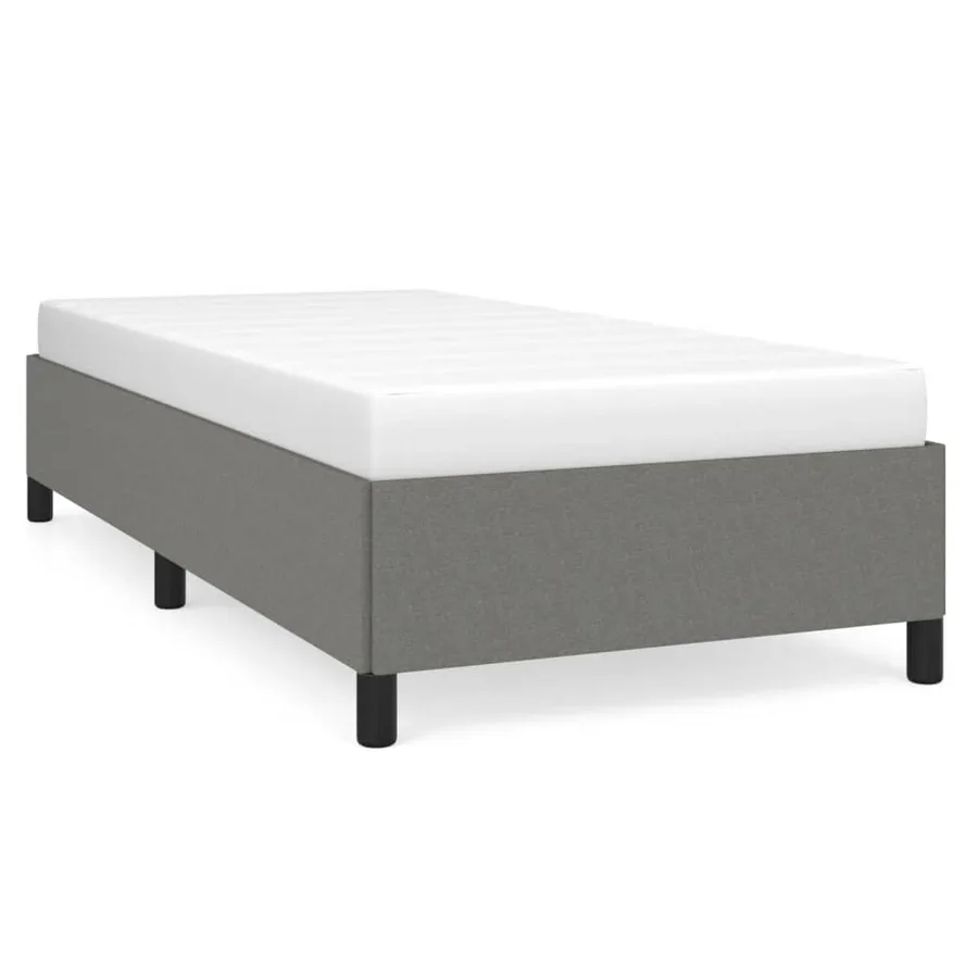 Cadre de lit sans matelas gris foncé 90x200 cm tissu - 2