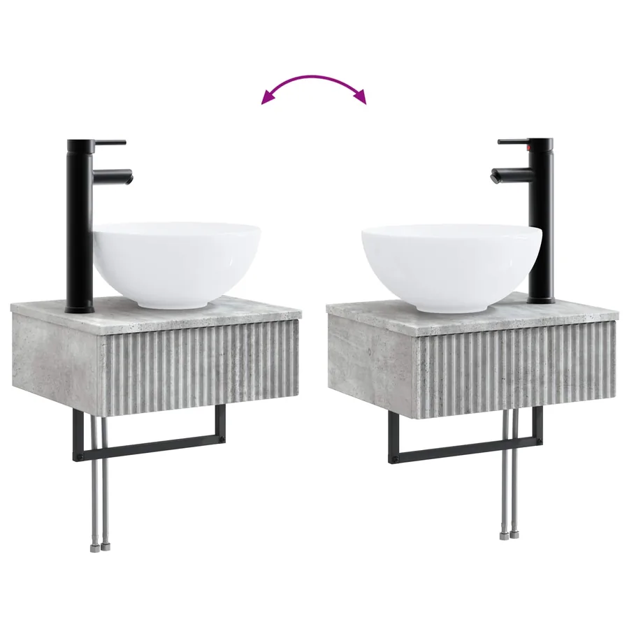 Ensemble d'armoire de salle de bain 4 pcs Gris béton - 9