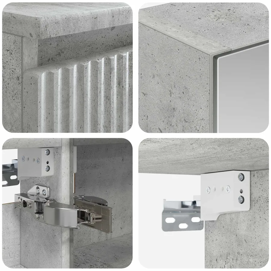 Ensemble de mobilier de salle de bain 6 pcs Gris béton - 10