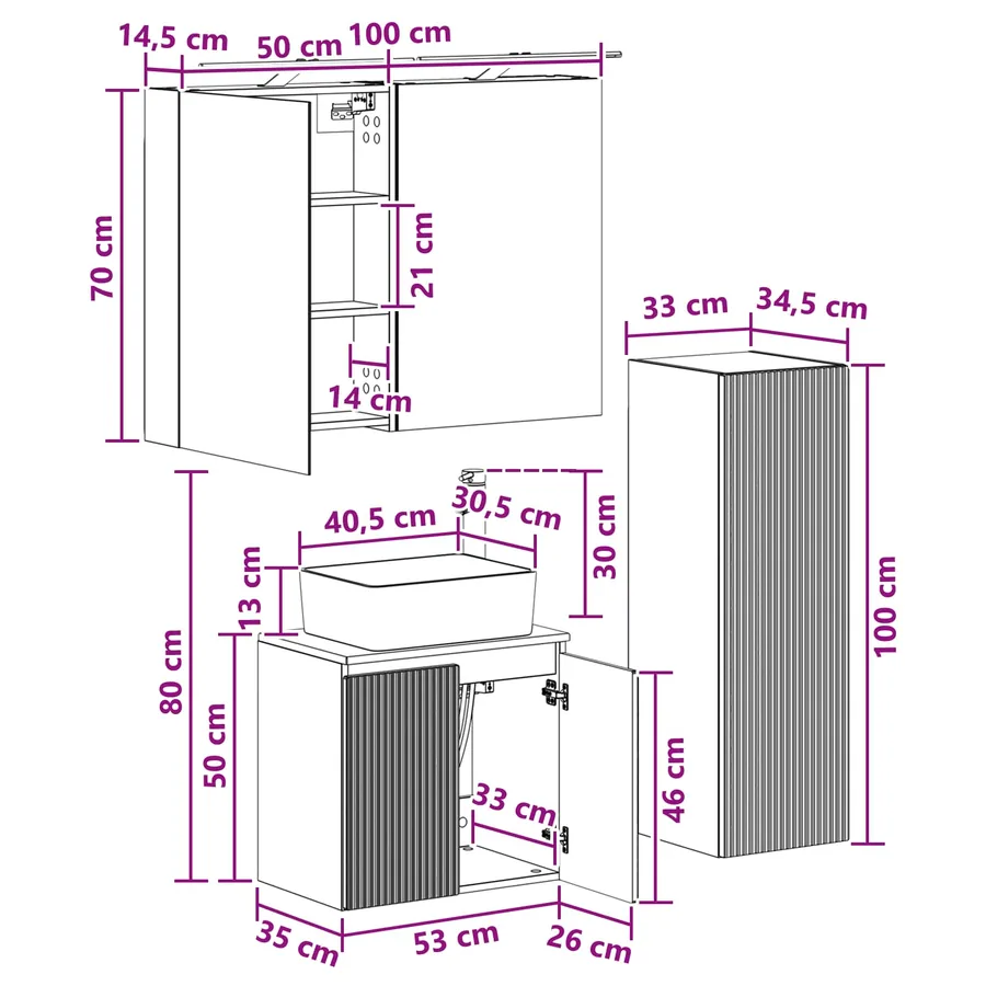 Ensemble de mobilier de salle de bain 4 pcs Gris béton - 12