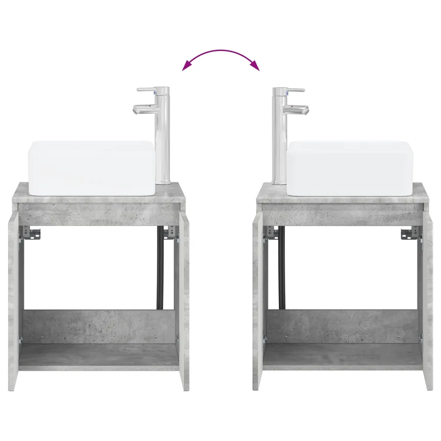Ensemble de mobilier de salle de bain 4 pcs Gris béton - 9