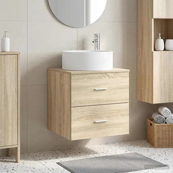 Vanité de lavabo mural Chêne Sonoma 49,5 x 44,5 x 65,5 cm