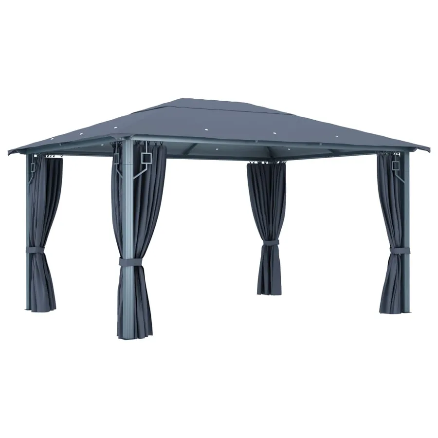 Tonnelle avec rideau 400x300 cm Anthracite Aluminium - 4