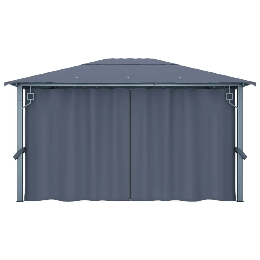 Tonnelle avec rideau 400x300 cm Anthracite Aluminium - 6