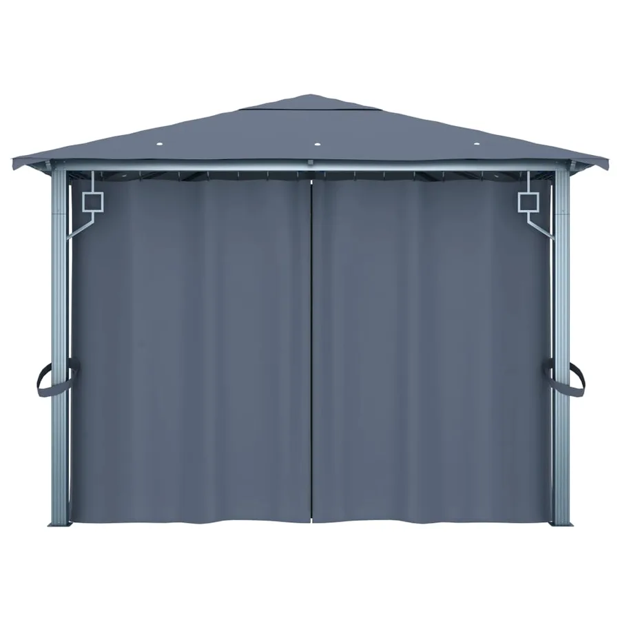 Tonnelle avec rideau 400x300 cm Anthracite Aluminium - 7
