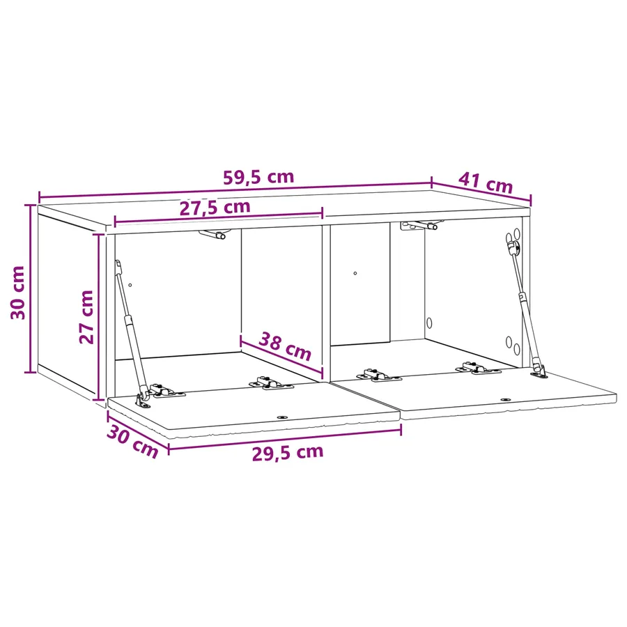 Meuble TV mural 59,5 x 41 x 30 cm Blanc brillant - 10