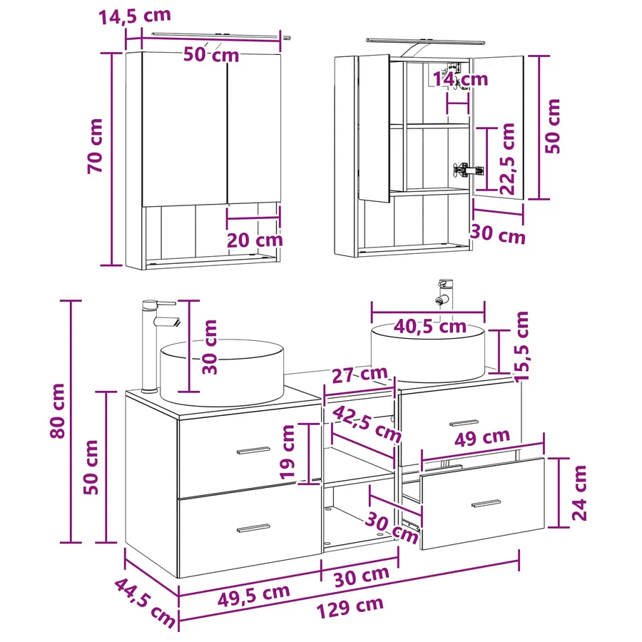 Ensemble de mobilier de salle de bain 5 pcs Chêne Sonoma - 14