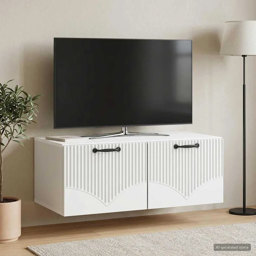 Meuble TV mural Blanc 78,5 x 41 x 30 cm Bois d'ingénierie - 4