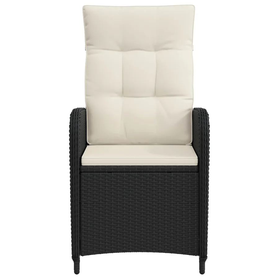 Chaise de jardin inclinable Noir et blanc crème - 4