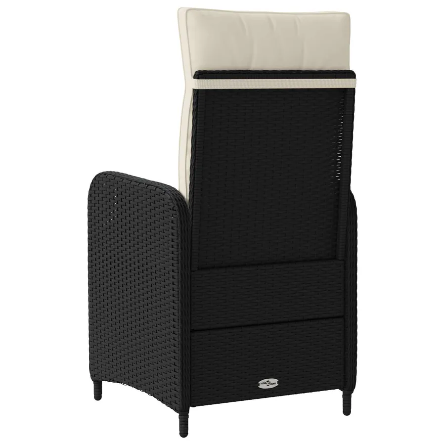 Chaise de jardin inclinable Noir et blanc crème - 6