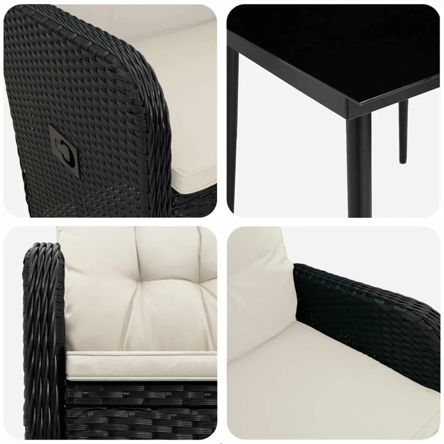 Ensemble de Tables Basses 5 pcs Noir et blanc crème - 7