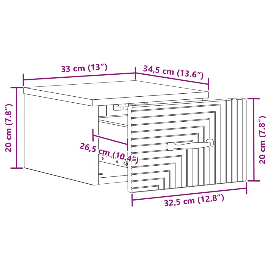 Cabinet de chevet mural 2 pcs Noir 34,5 x 33 x 20 cm - 11