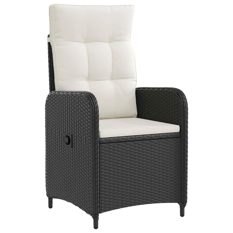 Ensemble de repas extérieur 3 pcs Noir et blanc crème polyrotin - 4