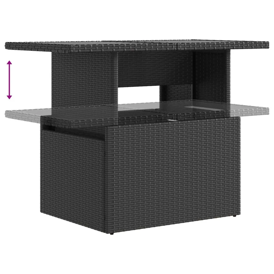 Ensemble de repas extérieur 3 pcs Noir et blanc crème polyrotin - 7