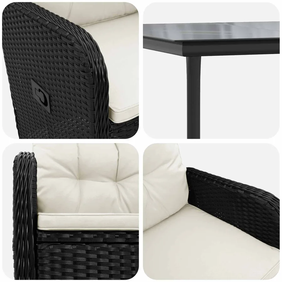 Ensemble de Tables Basses avec coussin avec oreiller 7 pcs - 7