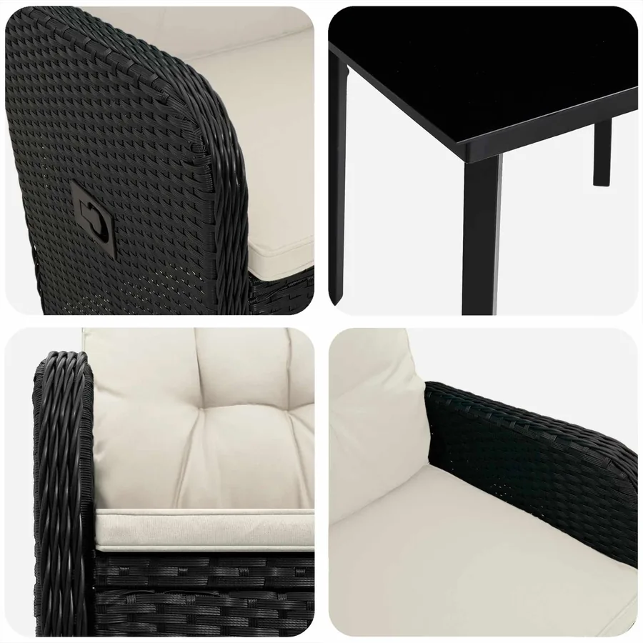 Ensemble de Tables Basses 5 pcs Noir et blanc crème - 7